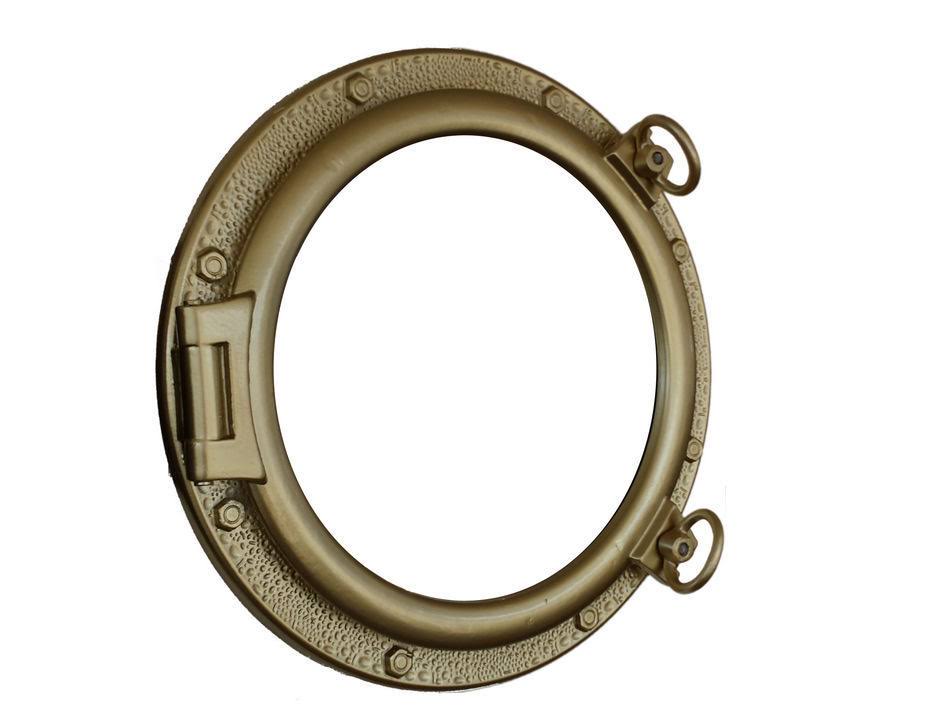Gold Finish Decorative Ship Porthole Window 20x22 I12761