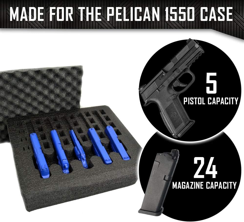 2 Piece Set Pre-Cut Polyethylene Foam Insert for Pelican 1550 Case B7714