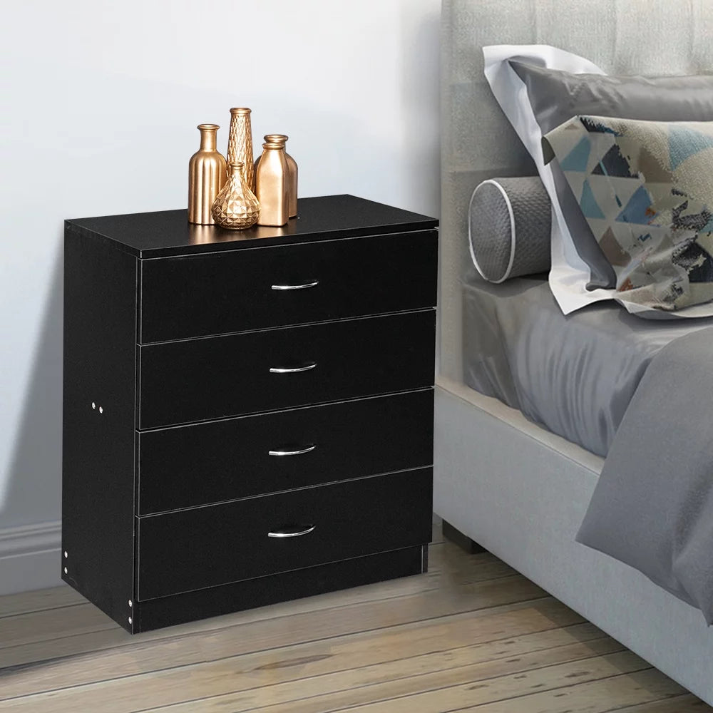 Black 4 Drawer Wood Nightstand Q4888