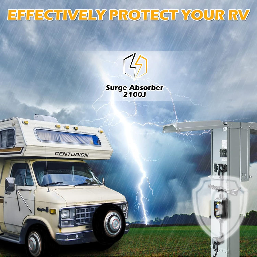 30A Portable RV Surge Protector with Circuit Analyzer S147