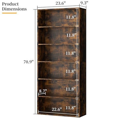 6-Tier Black Bookshelf Q457
