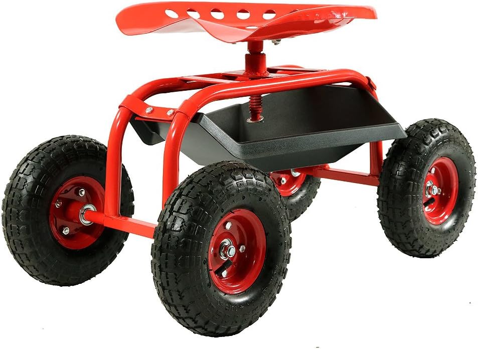 Green Rolling Garden Cart with Swivel Seat & Tray U744
