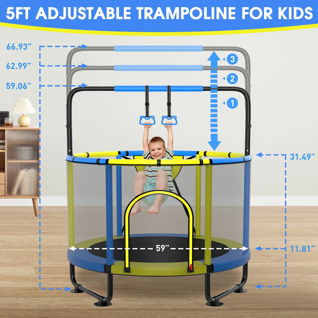 60'' Trampoline with Enclosure, Basketball Hoop and Swings G6262