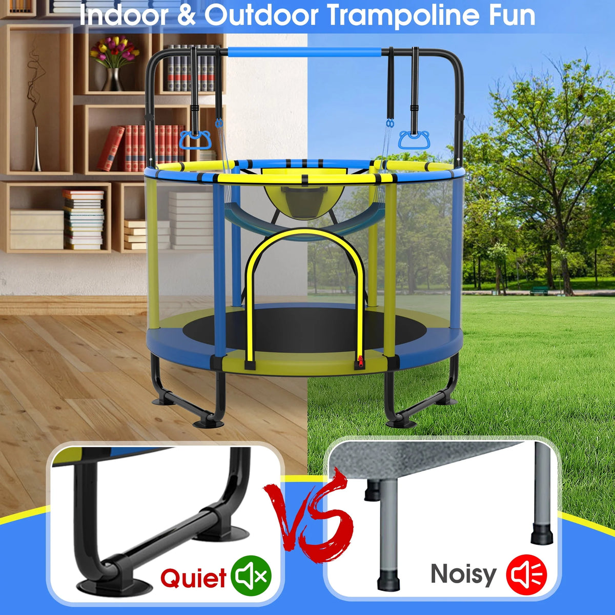 60'' Trampoline with Enclosure, Basketball Hoop and Swings G6262