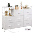White 8 Drawer Fabric Dresser with Charging Station B7568