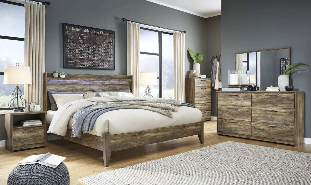 Brown King Panel Bed I8187
