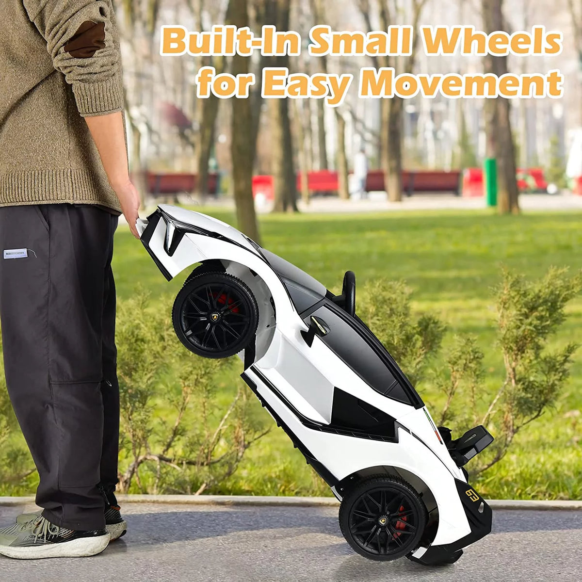 12V Kids Ride On Car with Parent Remote Control, Spring Suspension, MP3 Player, Carbon Fiber Textured (Black) O611