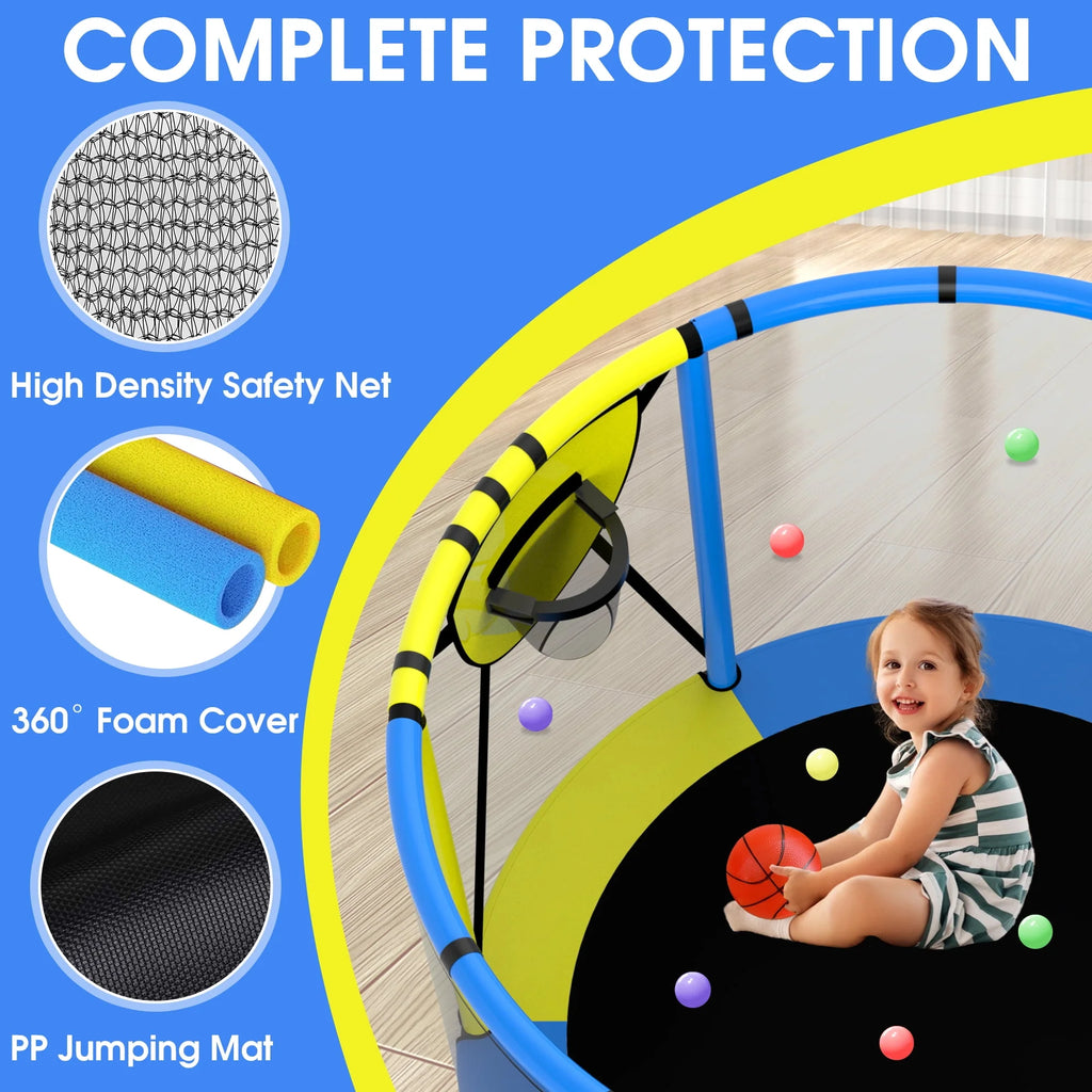 60'' Trampoline with Enclosure, Basketball Hoop and Swings G6262