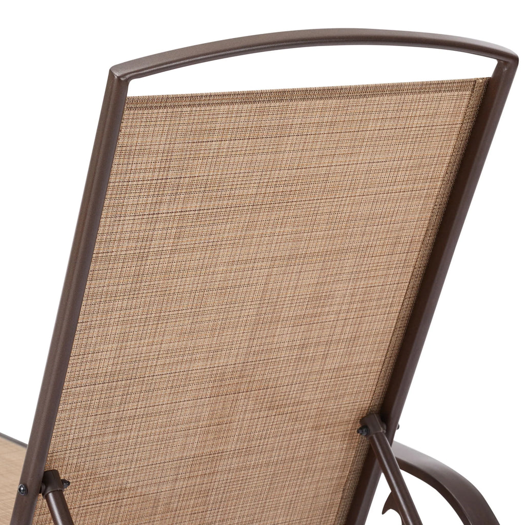 Tan Set of 2 Steel Outdoor Chaise Lounge M395