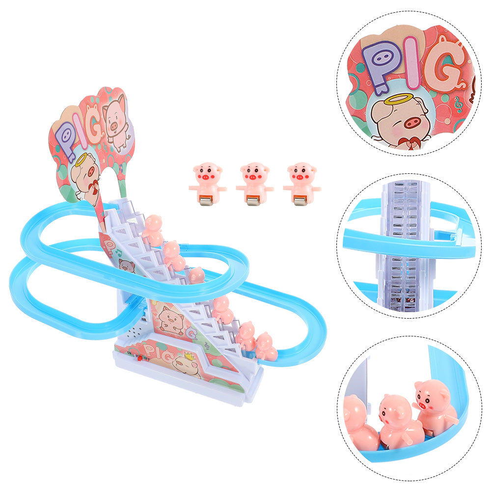 Small Piggy Sliding Toys Electric Piggy Climbing Stairs Tracks Slide Toy Z29024