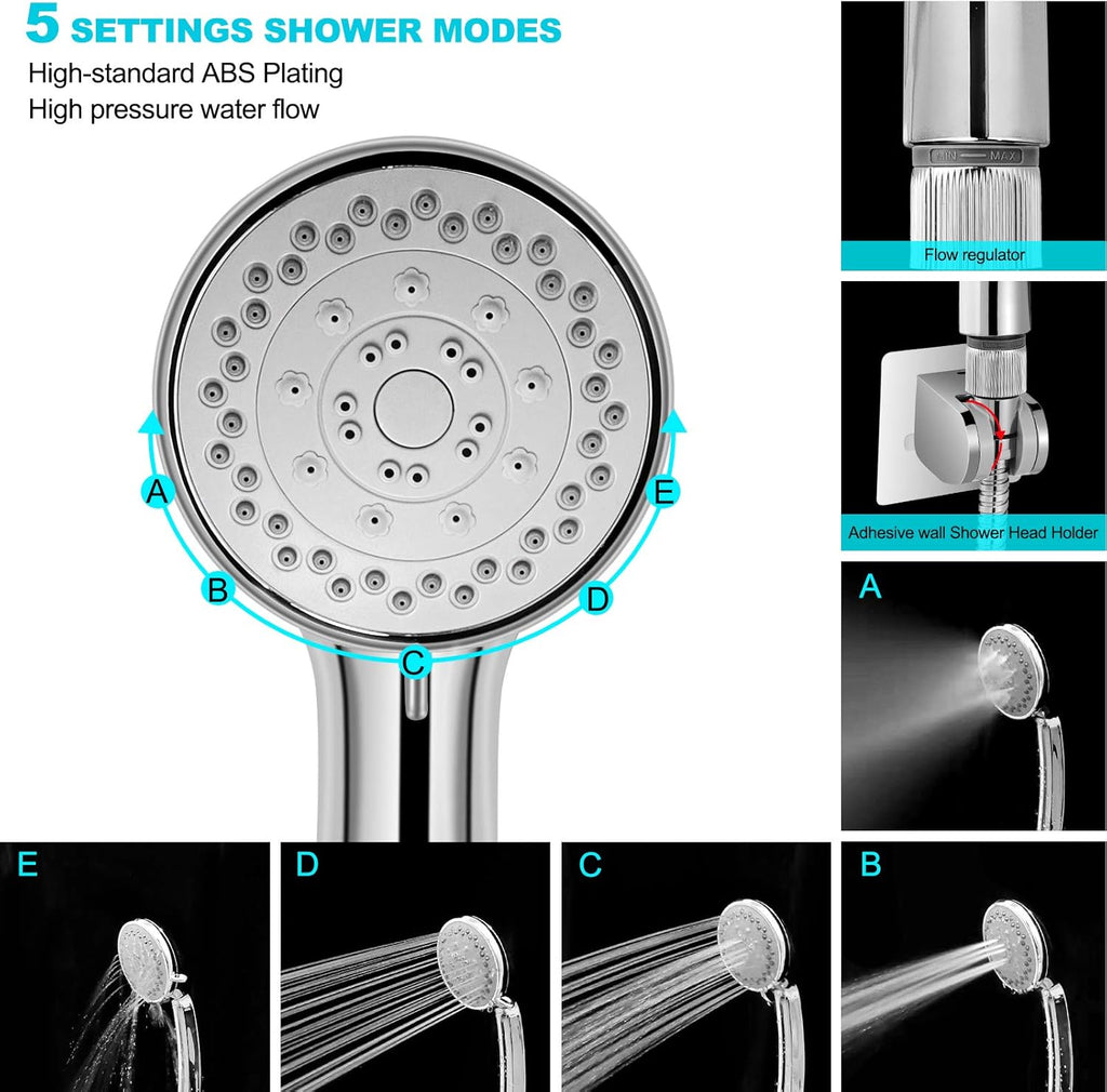 Stainless Steel Dual Square Rainfall Shower Head with Handheld Spray Pack of 2 K5590