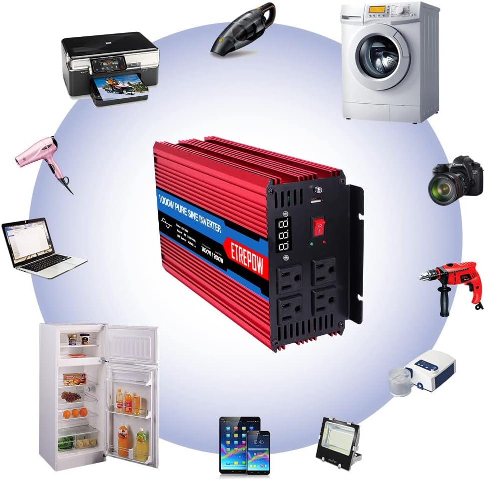 2000 Watt Pure Sine Wave Power Inverter 12V DC to 110V AC Wireless Remote Control D80334