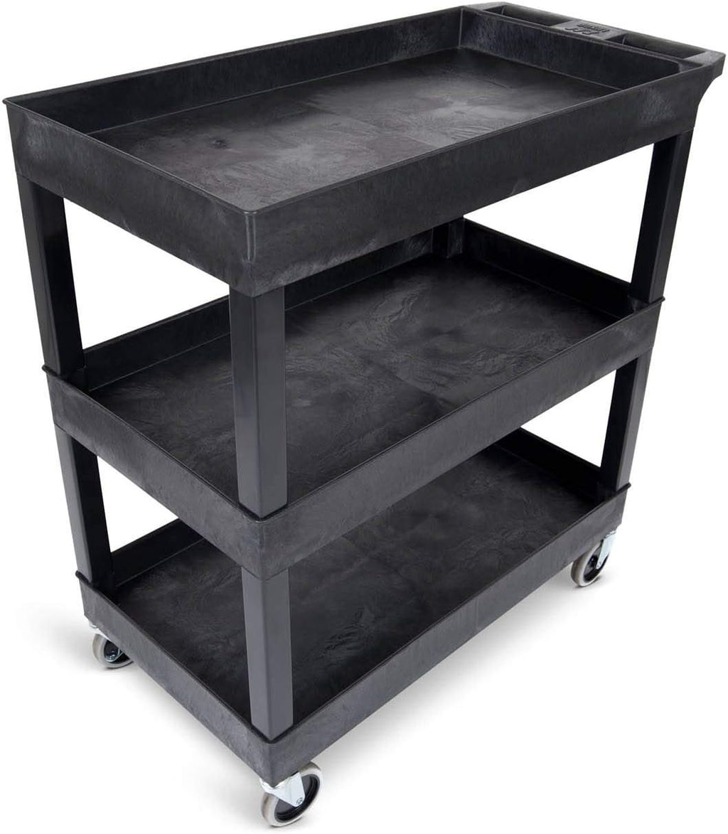 Black Mobile Utility Tub Cart with 3 Shelves E199