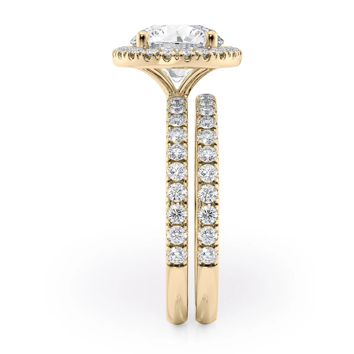 14k Yellow Gold Diamond and Moissanite Halo Engagement Ring Size 7.5 L357