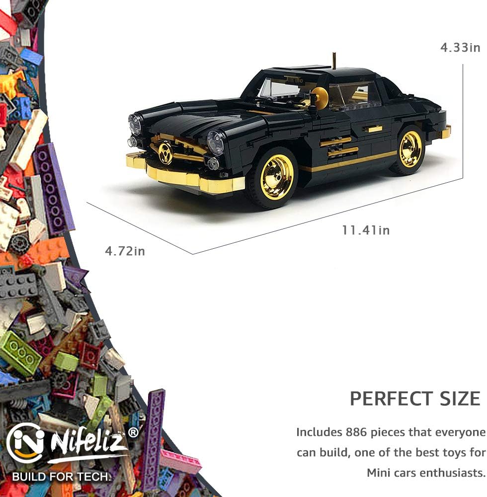 Retro Sports Car 1:14 Scale Building Blocks Set (886 Pcs) E414