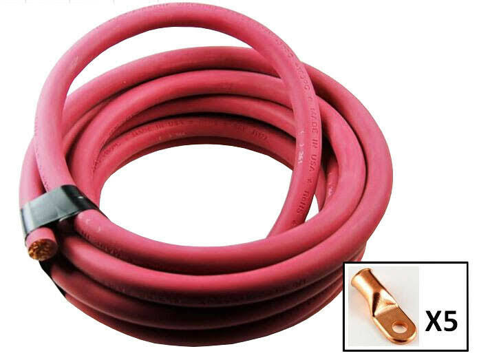 4/0 Gauge Red 5 Feet Battery Cable with 5 Lugs E95681