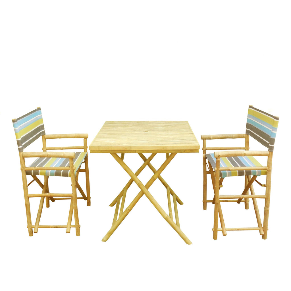 3 Piece Square Folding Bamboo Patio Dining Set E663568