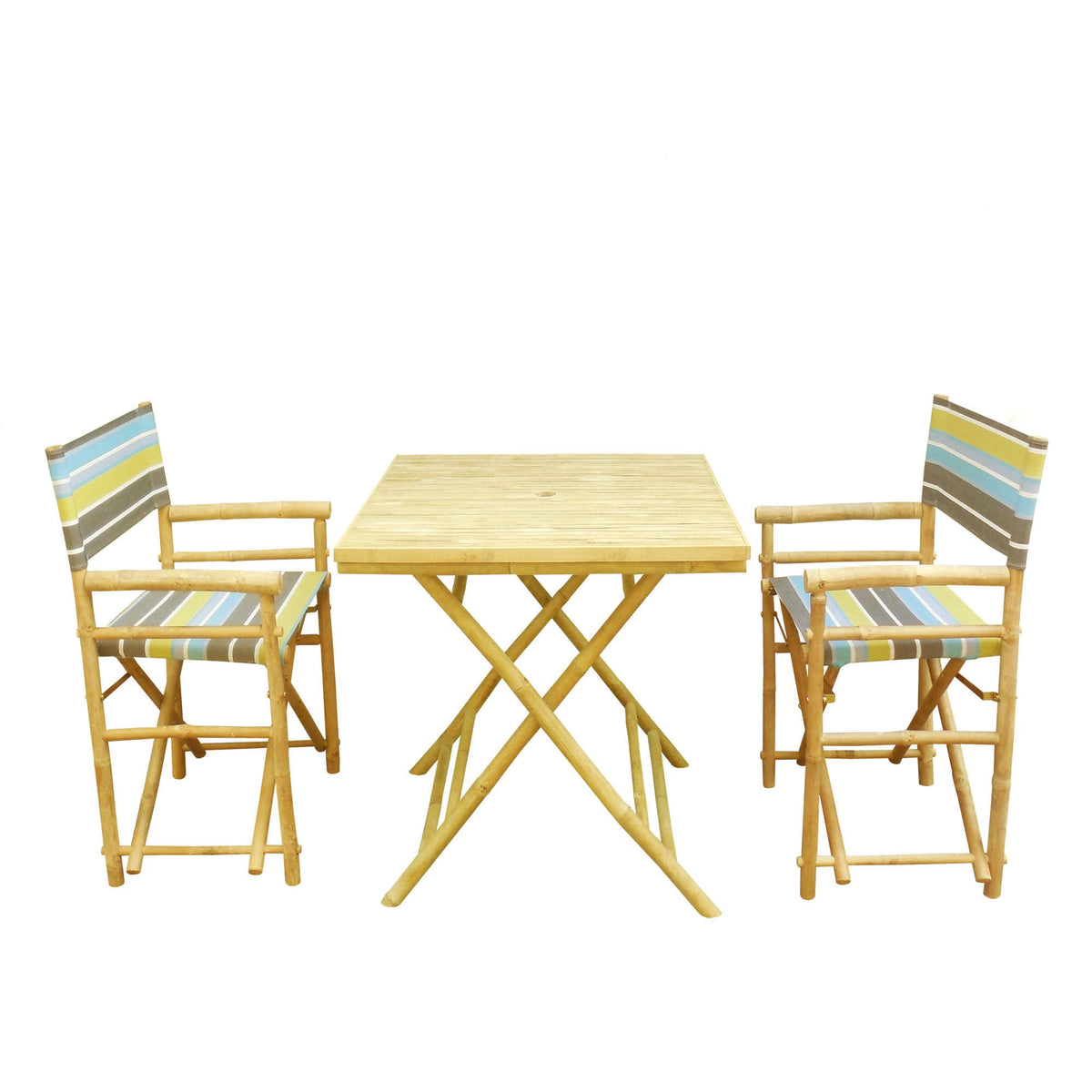 3 Piece Square Folding Bamboo Patio Dining Set E663568