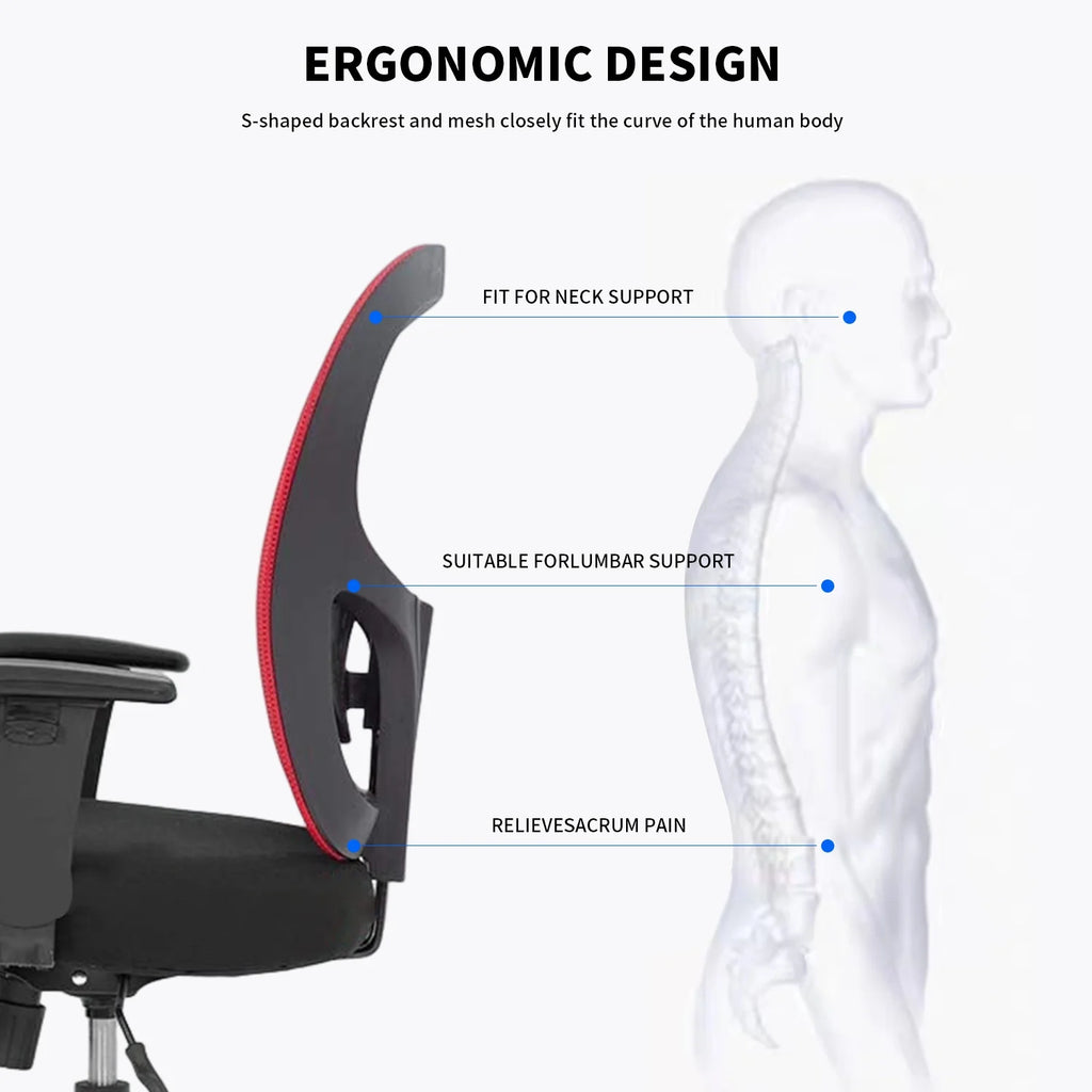 Big and Tall 400lbs Mesh Ergonomic Office Chair with Massage, Red M415689