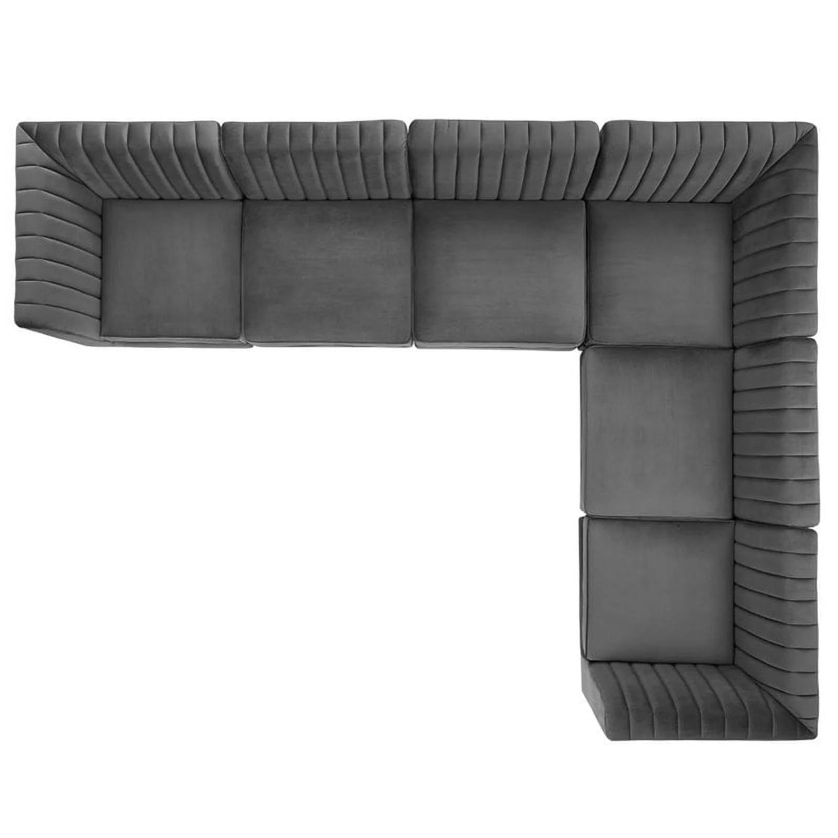 6-Piece Channel Performance Velvet Tufted Sectional Sofa in Gray Q78224