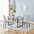 5 Pc Faux Marble Dining Table Set with 4 Chairs O876