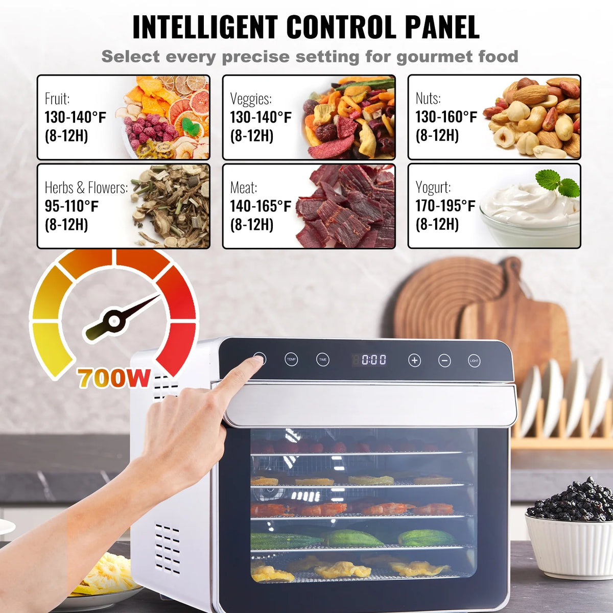 6 Tray Stainless Steel Food Dehydrator Machine W596