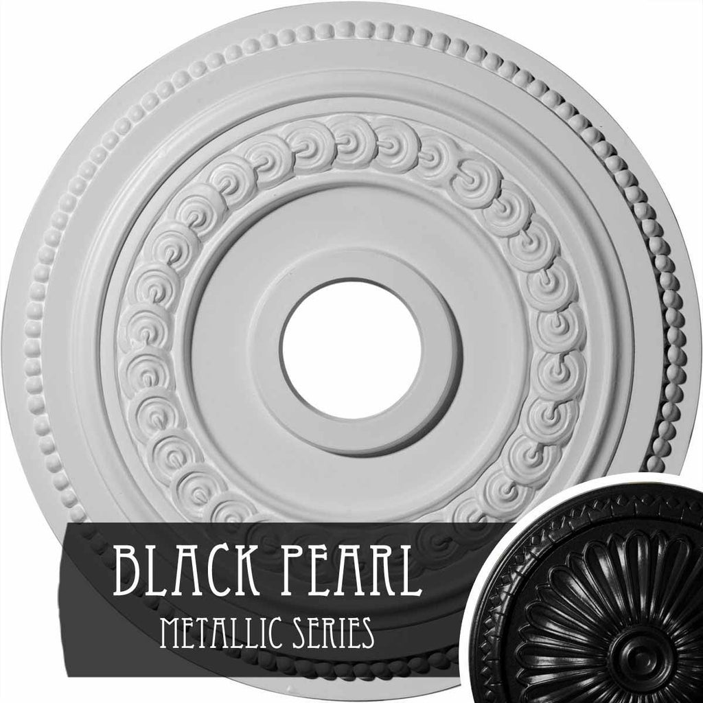 18x22OD x 3 3/8x22ID x 7/8x22P Hand-Painted Black Pearl Ceiling Medallion R601370