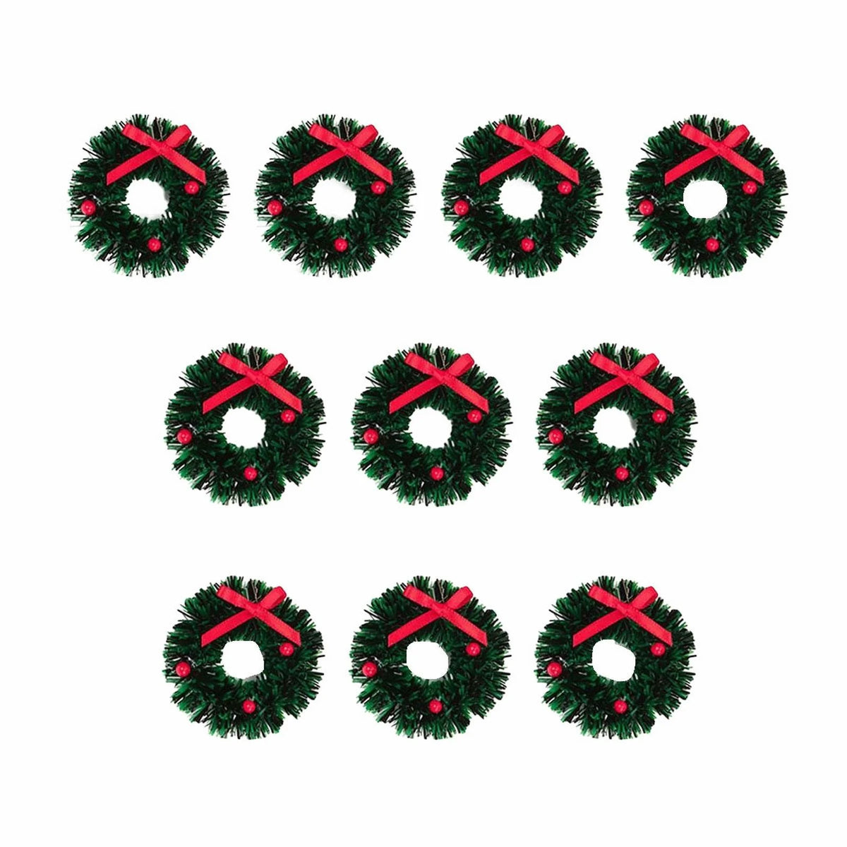 10pcs Mini Wreaths Green Dollhouse Decorations E899445